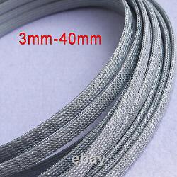 Ø3-40mm Silver PET Braided Sleeving Braid Cable Wiring Harness Loom Protection