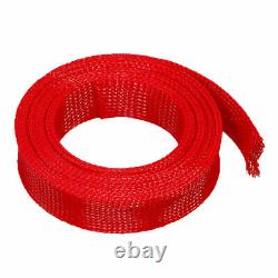 Braided Expandable Cable Loom Auto Harness Wire Sleeve Sheathing Red 20mm