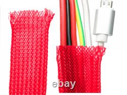 Braided Expandable Cable Loom Auto Harness Wire Sleeve Sheathing Red 20mm