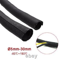 Braided Sleeving Self Closing Braid Cable Wiring Harness Loom Protection Black