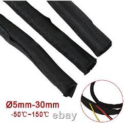 Braided Sleeving Self Closing Cable Wiring Harness Loom Protection Noir