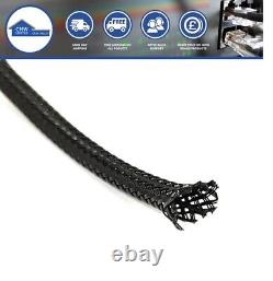 Gaine tressée noire pour câbles, manchon de protection expansible pour harnais de fils électriques pour marine.
